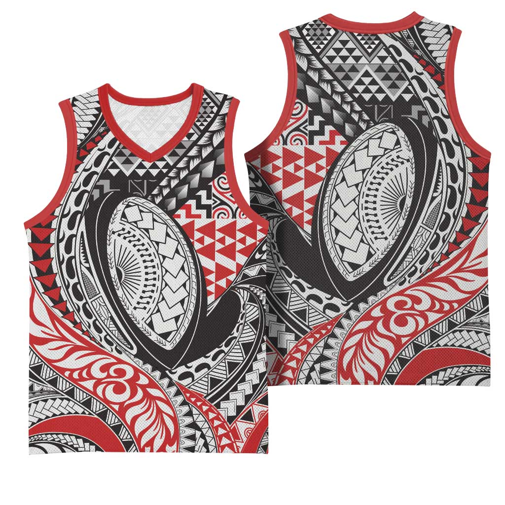 Aotearoa Maori Rugby Tribal Tattoo Basketball Jersey Kowhaiwhai Taniko Patchwork Motifs LT9 - Polynesian Pride