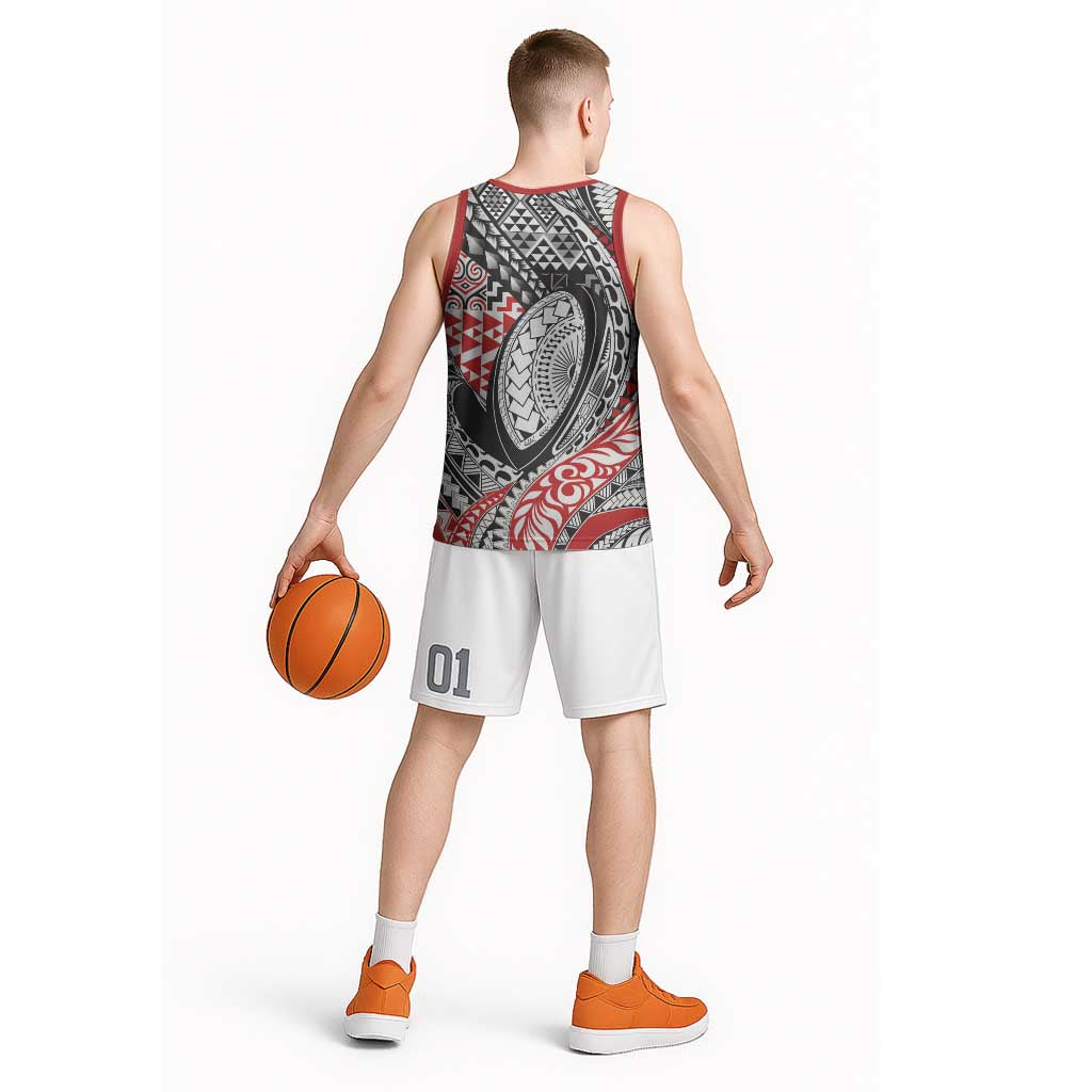 Aotearoa Maori Rugby Tribal Tattoo Basketball Jersey Kowhaiwhai Taniko Patchwork Motifs LT9 - Polynesian Pride