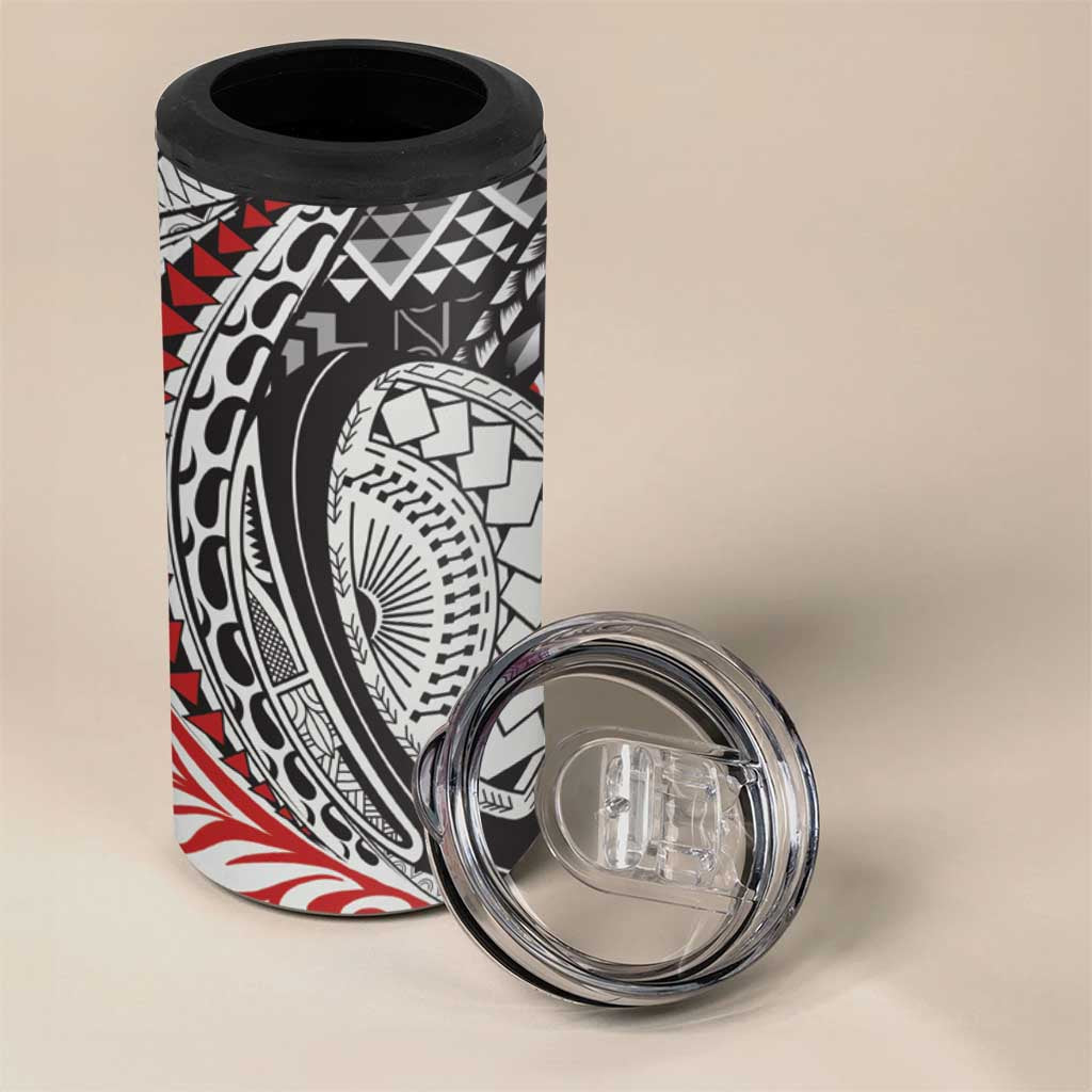 Aotearoa Maori Rugby Tribal Tattoo 4 in 1 Can Cooler Tumbler Kowhaiwhai Taniko Patchwork Motifs LT9 - Polynesian Pride