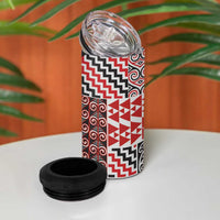 Aotearoa Maori Rugby Tribal Tattoo 4 in 1 Can Cooler Tumbler Kowhaiwhai Taniko Patchwork Motifs LT9 - Polynesian Pride
