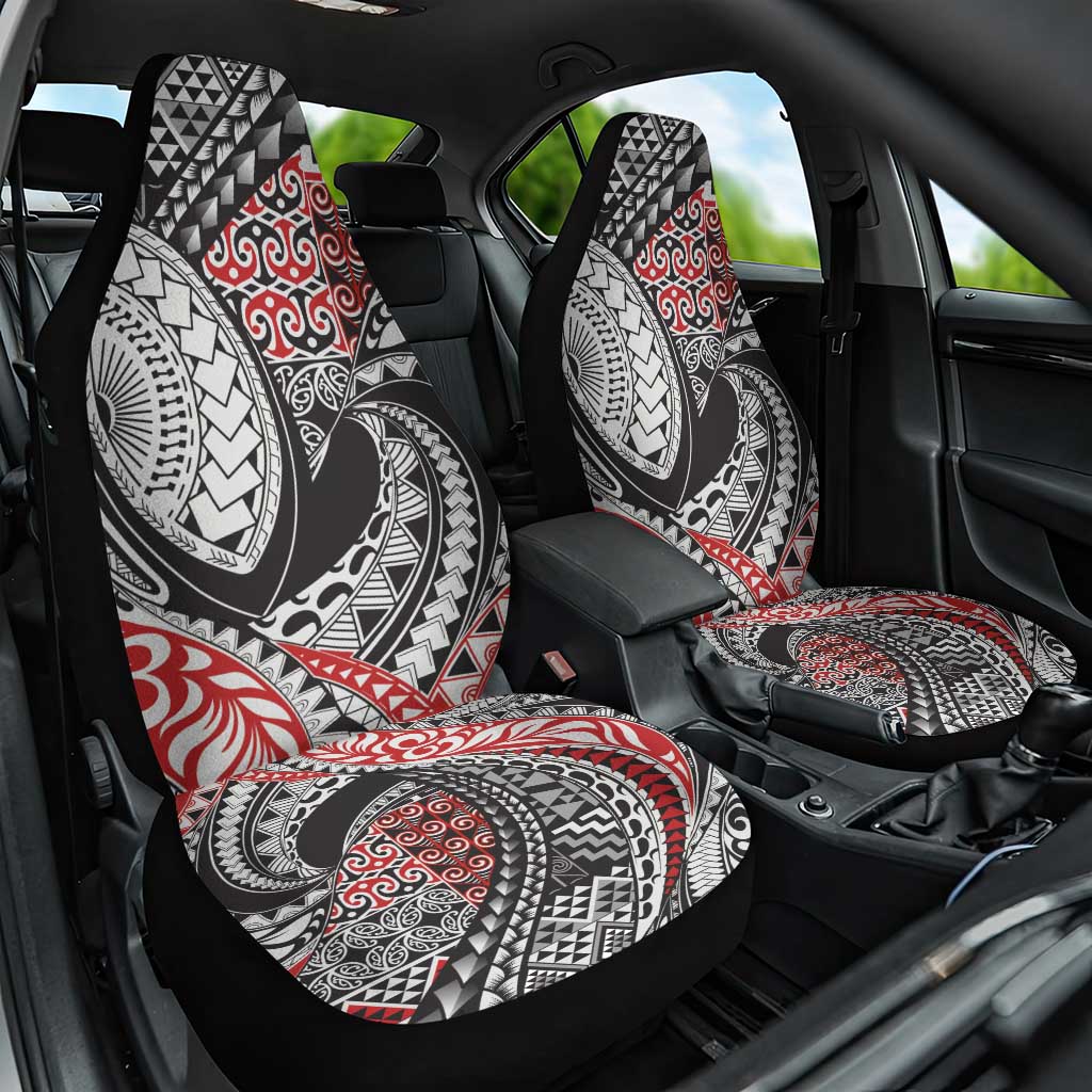 Aotearoa Maori Rugby Tribal Tattoo Car Seat Cover Kowhaiwhai Taniko Patchwork Motifs LT9 One Size Red - Polynesian Pride