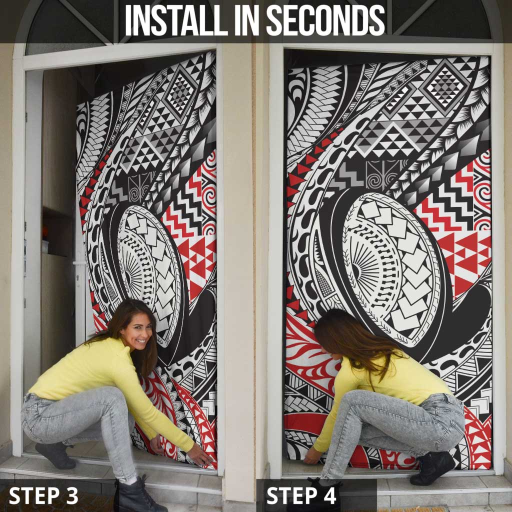 Aotearoa Maori Rugby Tribal Tattoo Door Cover Kowhaiwhai Taniko Patchwork Motifs LT9 - Polynesian Pride