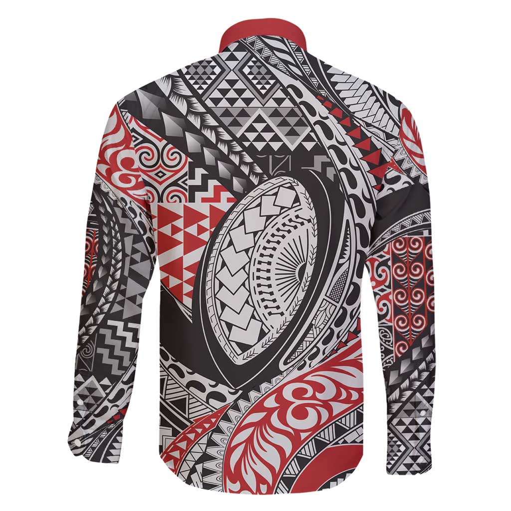 Aotearoa Maori Rugby Tribal Tattoo Family Matching Mermaid Dress and Hawaiian Shirt Kowhaiwhai Taniko Patchwork Motifs LT9 - Polynesian Pride