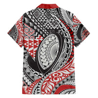 Aotearoa Maori Rugby Tribal Tattoo Family Matching Off Shoulder Maxi Dress and Hawaiian Shirt Kowhaiwhai Taniko Patchwork Motifs LT9 - Polynesian Pride