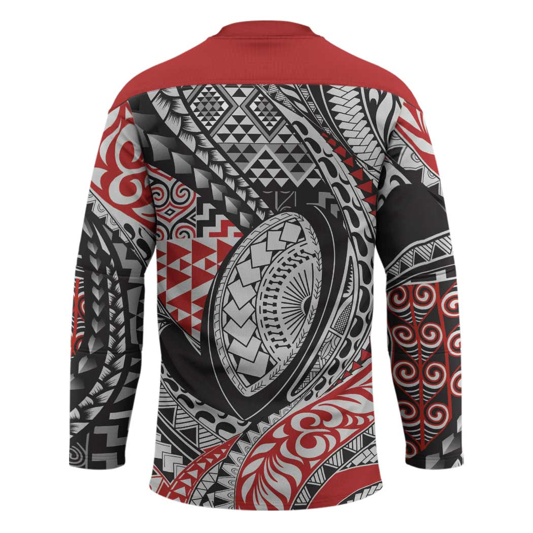 Aotearoa Maori Rugby Tribal Tattoo Hockey Jersey Kowhaiwhai Taniko Patchwork Motifs LT9 - Polynesian Pride