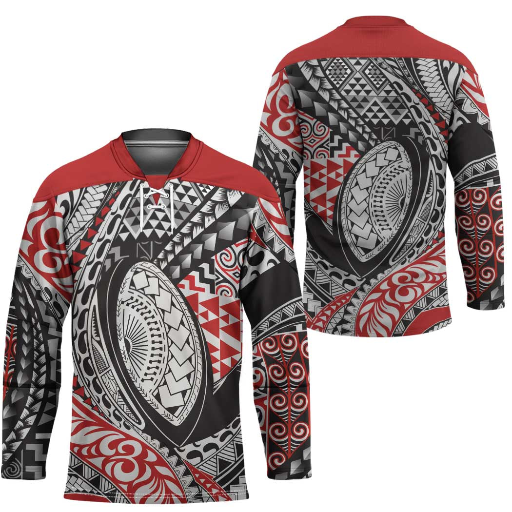 Aotearoa Maori Rugby Tribal Tattoo Hockey Jersey Kowhaiwhai Taniko Patchwork Motifs LT9 - Polynesian Pride