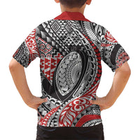 Aotearoa Maori Rugby Tribal Tattoo Kid Hawaiian Shirt Kowhaiwhai Taniko Patchwork Motifs LT9 - Polynesian Pride