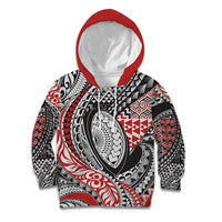 Aotearoa Maori Rugby Tribal Tattoo Kid Hoodie Kowhaiwhai Taniko Patchwork Motifs LT9 Hoodie Red - Polynesian Pride
