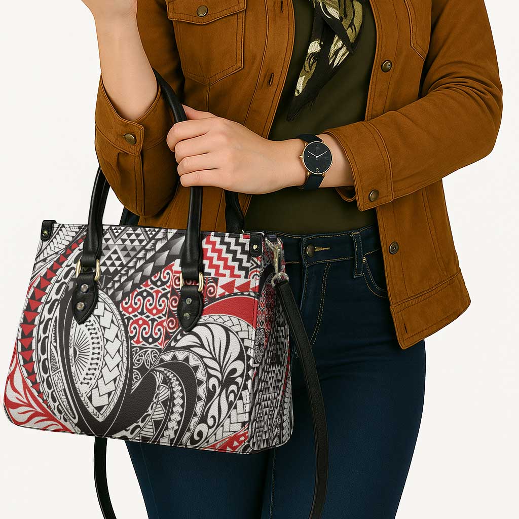 Aotearoa Maori Rugby Tribal Tattoo Leather Bag Kowhaiwhai Taniko Patchwork Motifs - Polynesian Pride