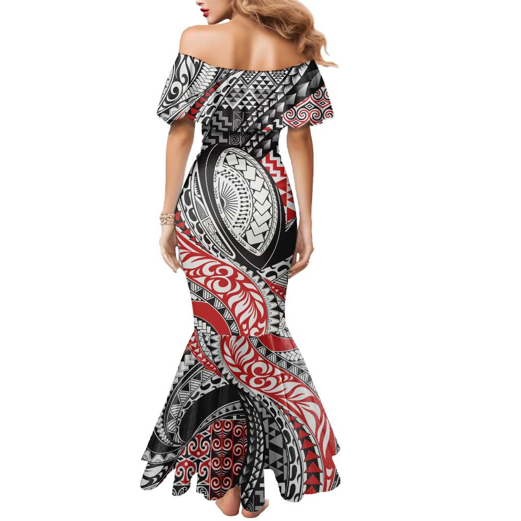 Aotearoa Maori Rugby Tribal Tattoo Mermaid Dress Kowhaiwhai Taniko Patchwork Motifs LT9 - Polynesian Pride