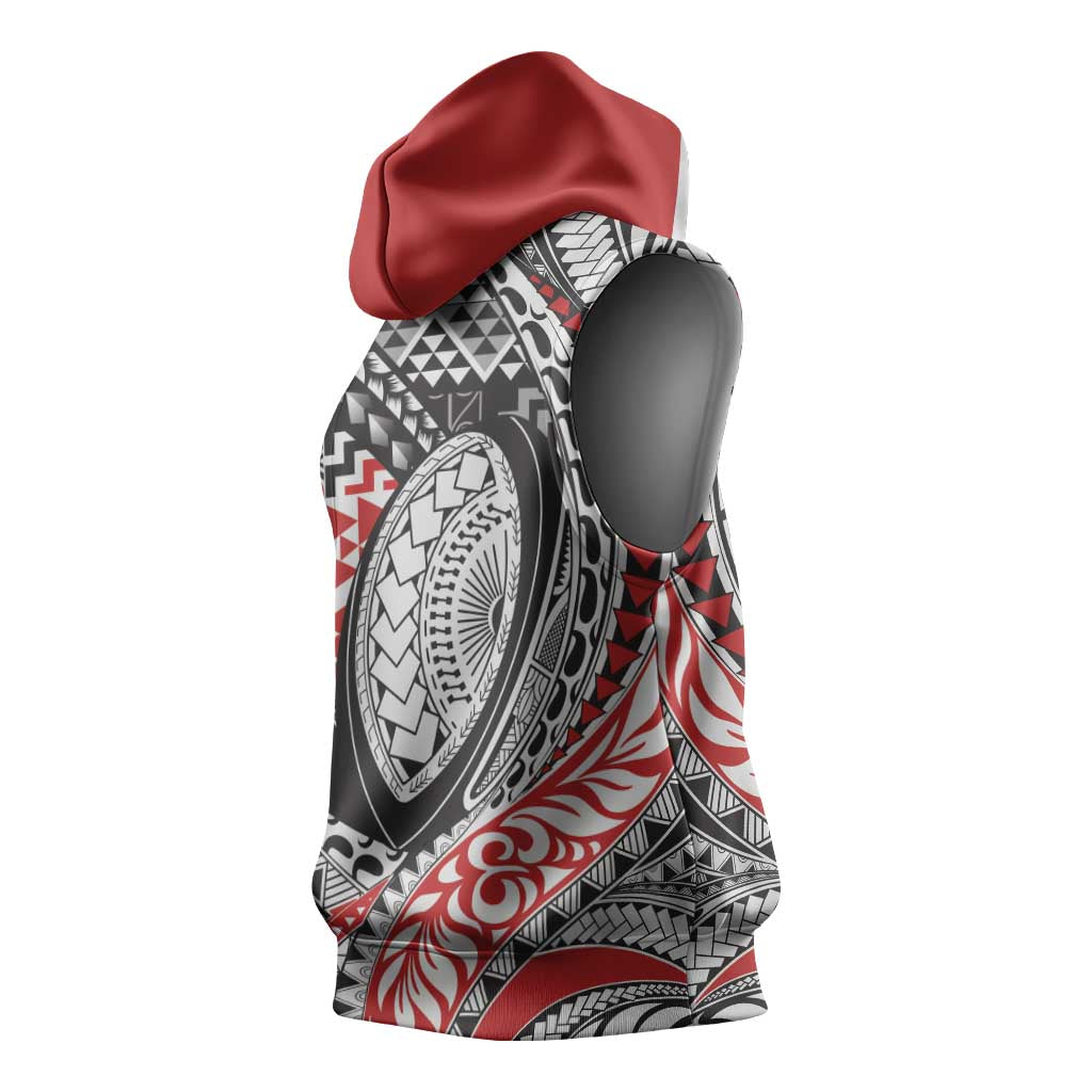 Aotearoa Maori Rugby Tribal Tattoo Sleeveless Hoodie Kowhaiwhai Taniko Patchwork Motifs LT9 - Polynesian Pride