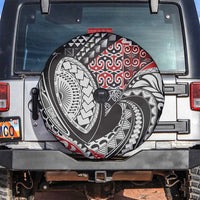 Aotearoa Maori Rugby Tribal Tattoo Spare Tire Cover Kowhaiwhai Taniko Patchwork Motifs LT9 Red - Polynesian Pride