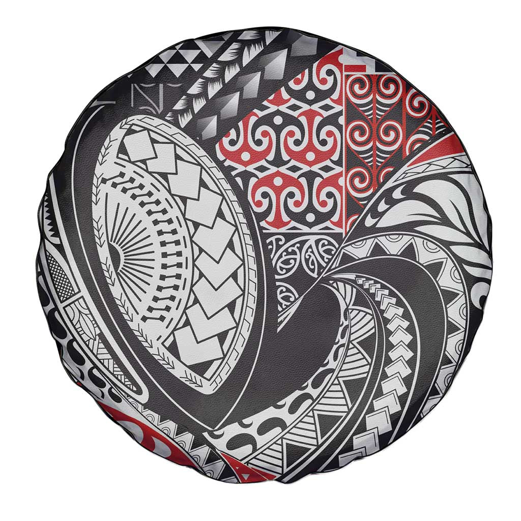 Aotearoa Maori Rugby Tribal Tattoo Spare Tire Cover Kowhaiwhai Taniko Patchwork Motifs LT9 - Polynesian Pride