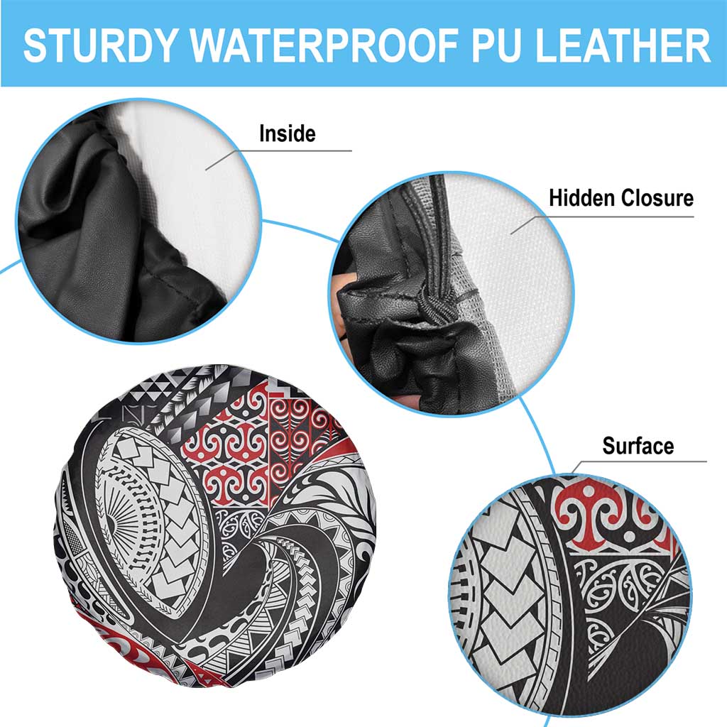 Aotearoa Maori Rugby Tribal Tattoo Spare Tire Cover Kowhaiwhai Taniko Patchwork Motifs LT9 - Polynesian Pride