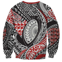 Aotearoa Maori Rugby Tribal Tattoo Sweatshirt Kowhaiwhai Taniko Patchwork Motifs LT9 - Polynesian Pride