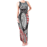 Aotearoa Maori Rugby Tribal Tattoo Tank Maxi Dress Kowhaiwhai Taniko Patchwork Motifs LT9 Women Red - Polynesian Pride