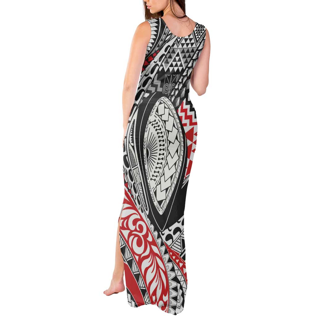 Aotearoa Maori Rugby Tribal Tattoo Tank Maxi Dress Kowhaiwhai Taniko Patchwork Motifs LT9 - Polynesian Pride