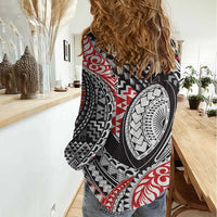 Aotearoa Maori Rugby Tribal Tattoo Women Casual Shirt Kowhaiwhai Taniko Patchwork Motifs LT9 - Polynesian Pride