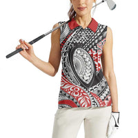 Aotearoa Maori Rugby Tribal Tattoo Women Sleeveless Polo Shirt Kowhaiwhai Taniko Patchwork Motifs LT9 - Polynesian Pride