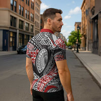 Aotearoa Maori Rugby Tribal Tattoo Zipper Polo Shirt Kowhaiwhai Taniko Patchwork Motifs LT9 - Polynesian Pride