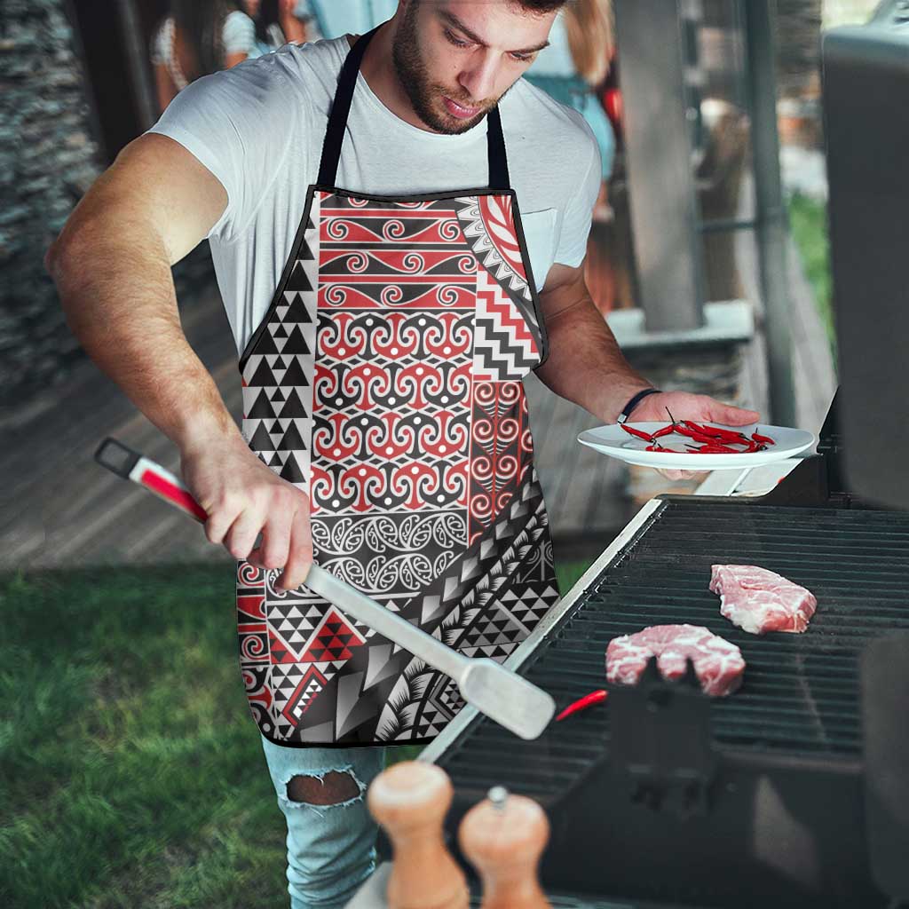Aotearoa Maori Tribal Tattoo Apron Kowhaiwhai Taniko Patchwork Motifs - Polynesian Pride