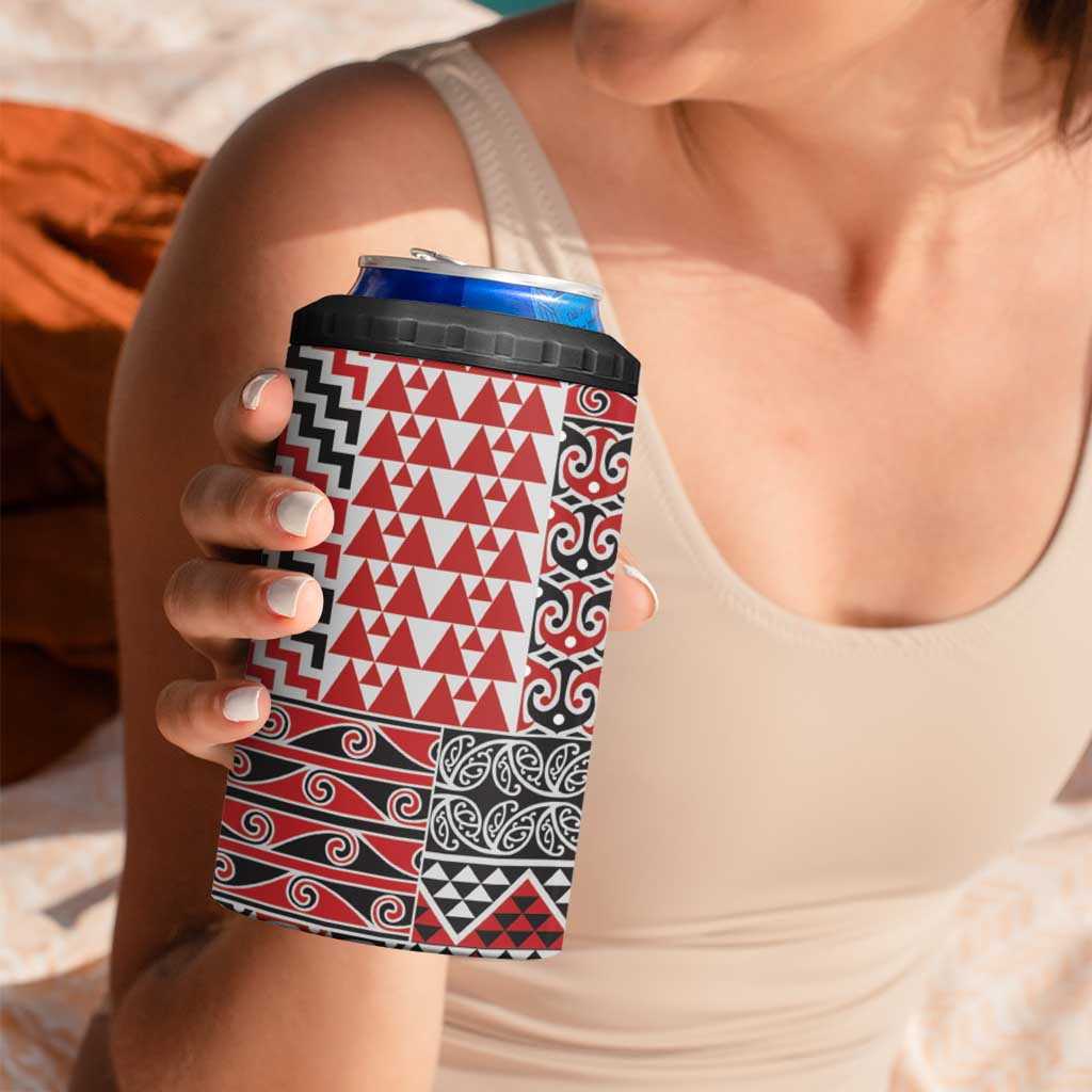 Aotearoa Maori Tribal Tattoo 4 in 1 Can Cooler Tumbler Kowhaiwhai Taniko Patchwork Motifs LT9 - Polynesian Pride