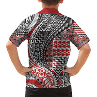 Aotearoa Maori Tribal Tattoo Family Matching Long Sleeve Bodycon Dress and Hawaiian Shirt Kowhaiwhai Taniko Patchwork Motifs LT9 - Polynesian Pride