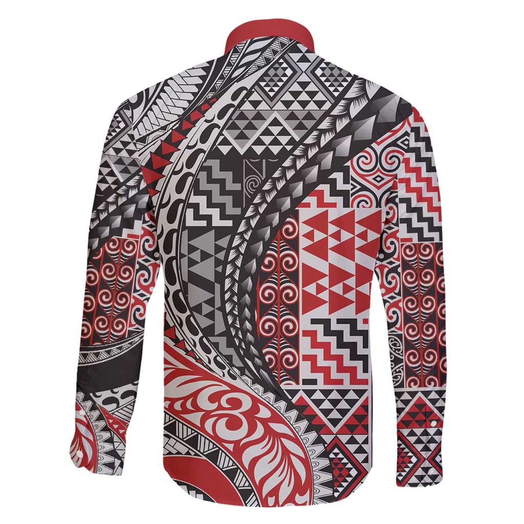 Aotearoa Maori Tribal Tattoo Family Matching Long Sleeve Bodycon Dress and Hawaiian Shirt Kowhaiwhai Taniko Patchwork Motifs LT9 - Polynesian Pride
