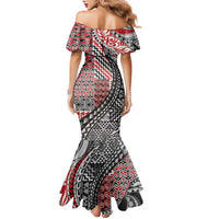 Aotearoa Maori Tribal Tattoo Family Matching Mermaid Dress and Hawaiian Shirt Kowhaiwhai Taniko Patchwork Motifs LT9 - Polynesian Pride