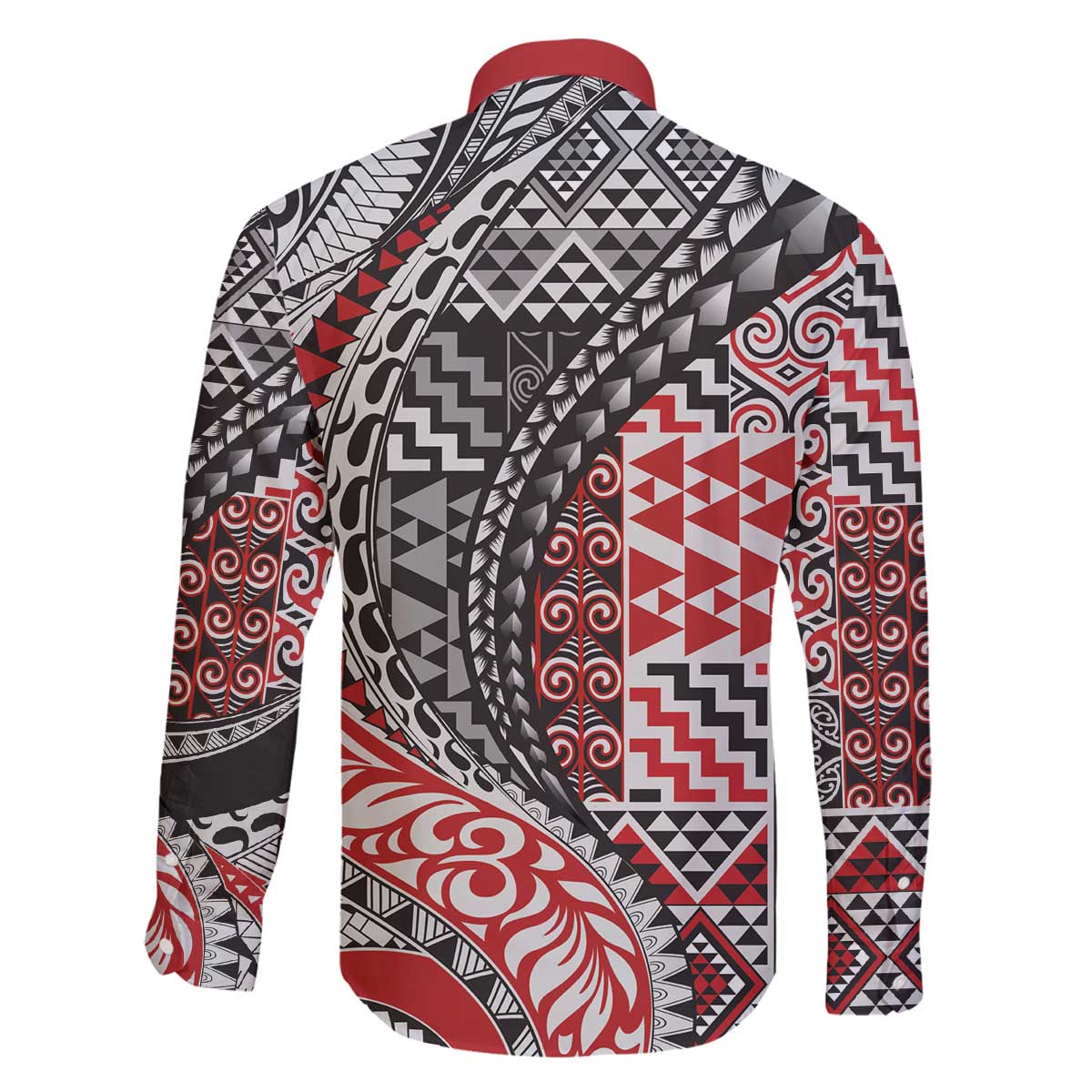 Aotearoa Maori Tribal Tattoo Family Matching Off The Shoulder Long Sleeve Dress and Hawaiian Shirt Kowhaiwhai Taniko Patchwork Motifs LT9 - Polynesian Pride
