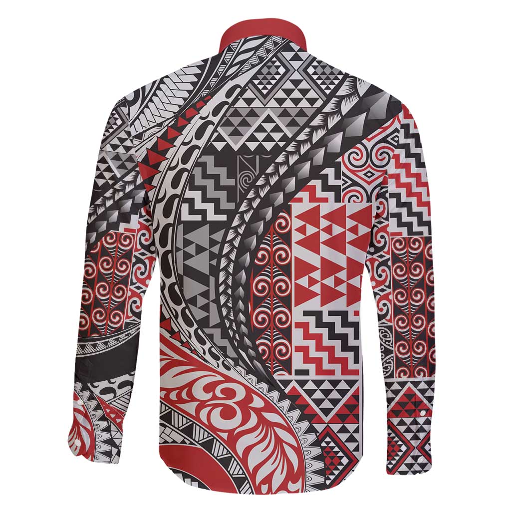 Aotearoa Maori Tribal Tattoo Family Matching Short Sleeve Bodycon Dress and Hawaiian Shirt Kowhaiwhai Taniko Patchwork Motifs LT9 - Polynesian Pride