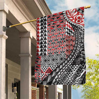 Aotearoa Maori Tribal Tattoo Garden Flag Kowhaiwhai Taniko Patchwork Motifs LT9 House Flag Red - Polynesian Pride