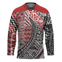 Aotearoa Maori Tribal Tattoo Hockey Jersey Kowhaiwhai Taniko Patchwork Motifs - Polynesian Pride