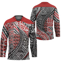 Aotearoa Maori Tribal Tattoo Hockey Jersey Kowhaiwhai Taniko Patchwork Motifs - Polynesian Pride