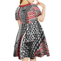 Aotearoa Maori Tribal Tattoo Kid Short Sleeve Dress Kowhaiwhai Taniko Patchwork Motifs LT9 - Polynesian Pride