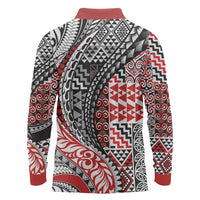 Aotearoa Maori Tribal Tattoo Long Sleeve Polo Shirt Kowhaiwhai Taniko Patchwork Motifs LT9 - Polynesian Pride
