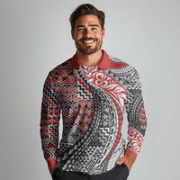 Aotearoa Maori Tribal Tattoo Long Sleeve Polo Shirt Kowhaiwhai Taniko Patchwork Motifs LT9 - Polynesian Pride