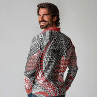 Aotearoa Maori Tribal Tattoo Long Sleeve Polo Shirt Kowhaiwhai Taniko Patchwork Motifs LT9 - Polynesian Pride