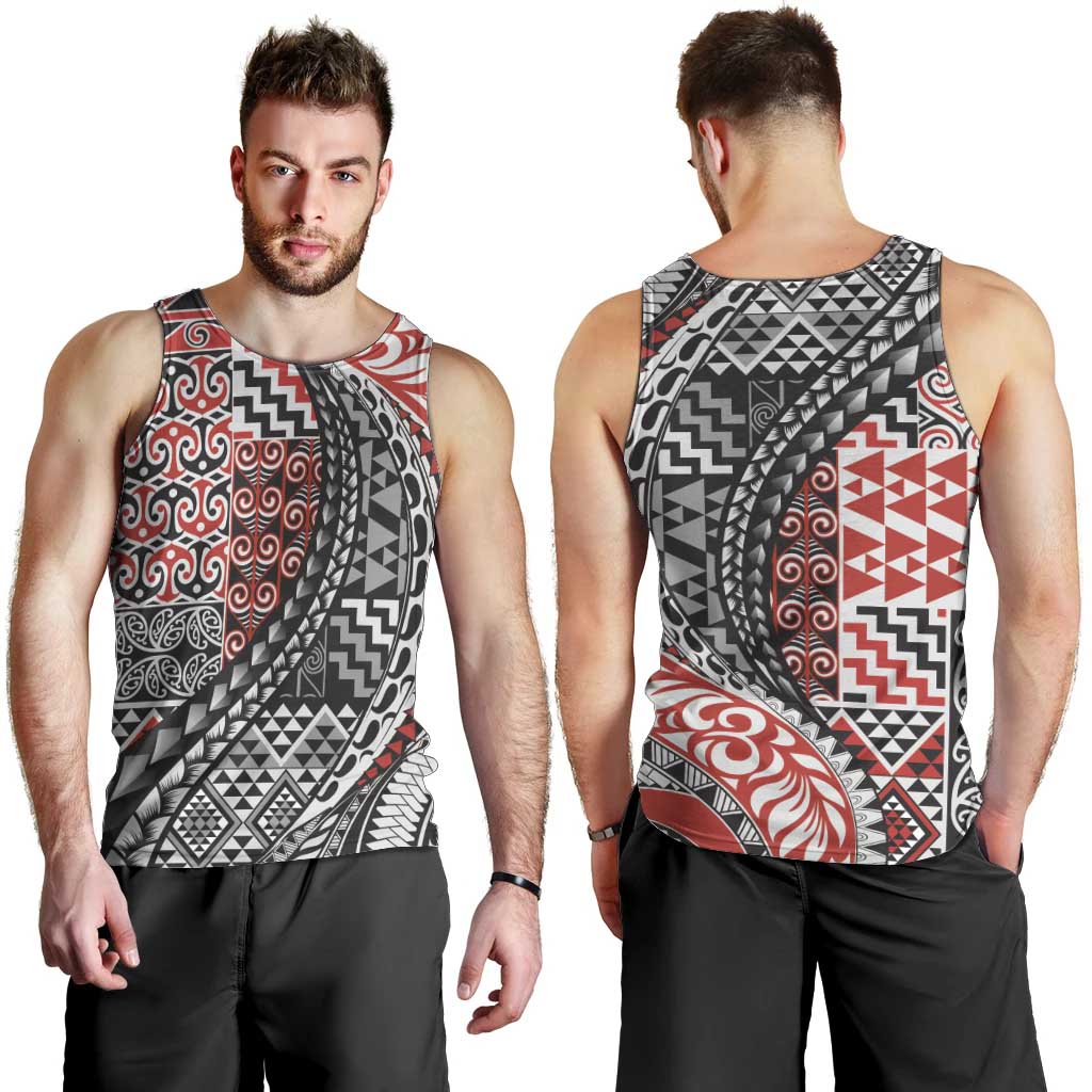 Aotearoa Maori Tribal Tattoo Men Tank Top Kowhaiwhai Taniko Patchwork Motifs LT9 - Polynesian Pride