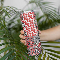 Aotearoa Maori Tribal Tattoo Skinny Tumbler Kowhaiwhai Taniko Patchwork Motifs LT9 - Polynesian Pride