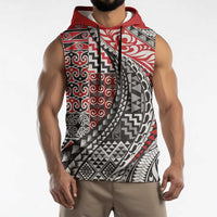 Aotearoa Maori Tribal Tattoo Sleeveless Hoodie Kowhaiwhai Taniko Patchwork Motifs LT9 - Polynesian Pride