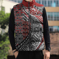 Aotearoa Maori Tribal Tattoo Sleeveless Puffer Jacket Kowhaiwhai Taniko Patchwork Motifs LT9 - Polynesian Pride