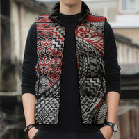 Aotearoa Maori Tribal Tattoo Sleeveless Puffer Jacket Kowhaiwhai Taniko Patchwork Motifs LT9 - Polynesian Pride