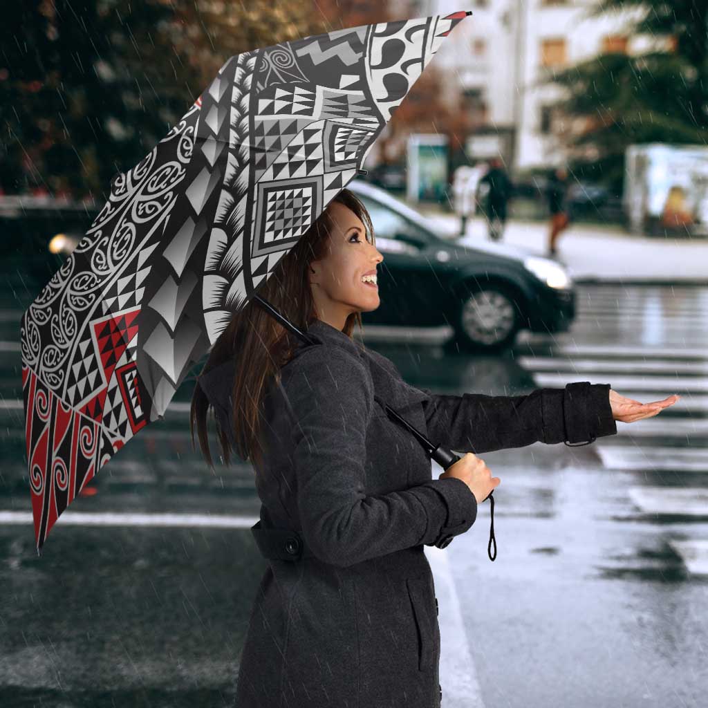 Aotearoa Maori Tribal Tattoo Umbrella Kowhaiwhai Taniko Patchwork Motifs - Polynesian Pride