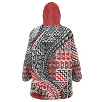 Aotearoa Maori Tribal Tattoo Wearable Blanket Hoodie Kowhaiwhai Taniko Patchwork Motifs LT9 - Polynesian Pride