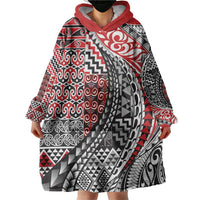 Aotearoa Maori Tribal Tattoo Wearable Blanket Hoodie Kowhaiwhai Taniko Patchwork Motifs LT9 - Polynesian Pride