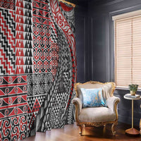Aotearoa Maori Tribal Tattoo Window Curtain Kowhaiwhai Taniko Patchwork Motifs