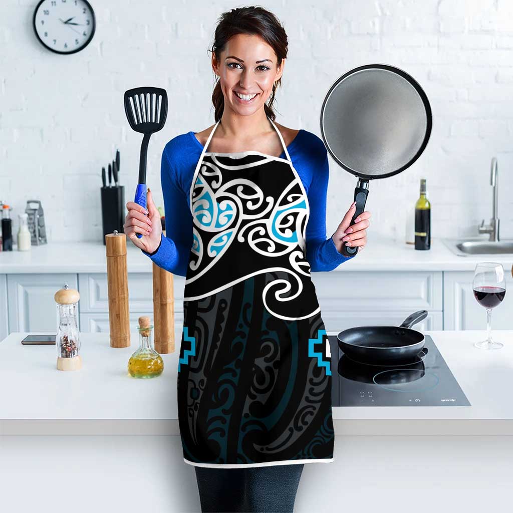 Blue Aotearoa Tukutuku Manawa Tapu Apron Ta Moko Toi Maori - Polynesian Pride