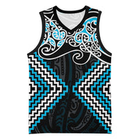 Blue Aotearoa Tukutuku Manawa Tapu Basketball Jersey Ta Moko Toi Maori LT9 Unisex Blue - Polynesian Pride