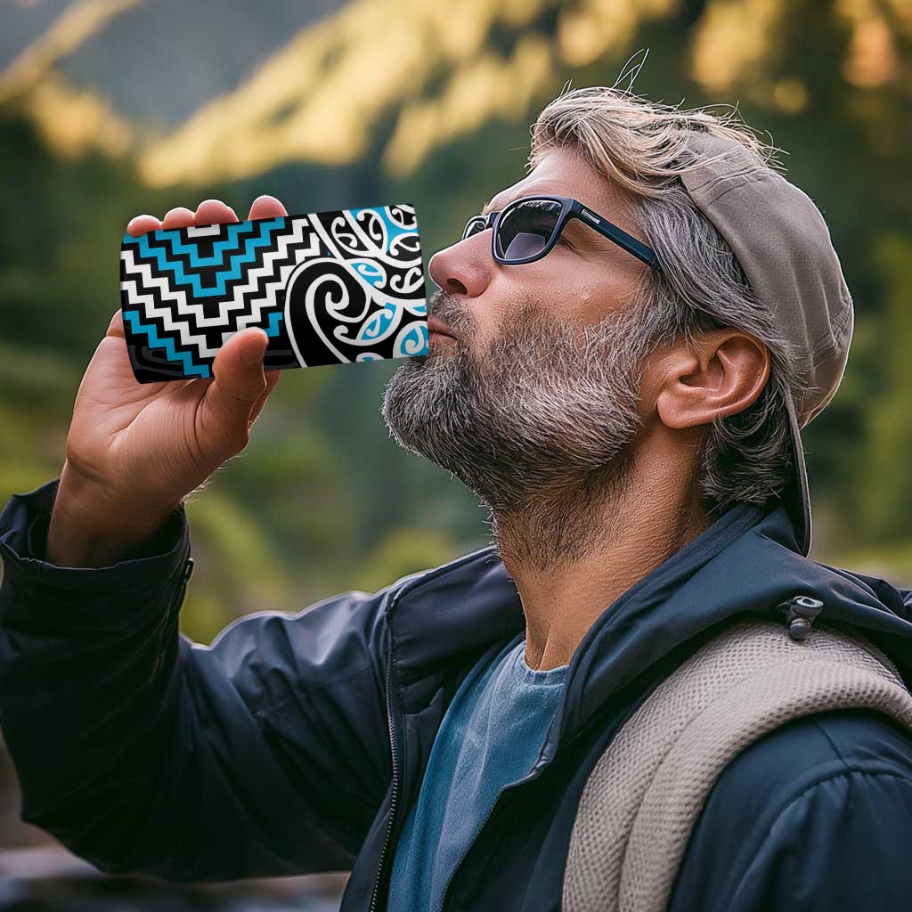 Blue Aotearoa Tukutuku Manawa Tapu 4 in 1 Can Cooler Tumbler Ta Moko Toi Maori LT9 - Polynesian Pride